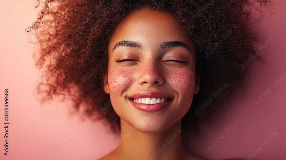 Happy and confident despite skin condition, Generative AI Happy and confident despite skin condition, Generative AI