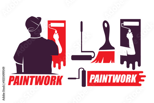 Painter Paint Brush Set Logo Design Vector Template