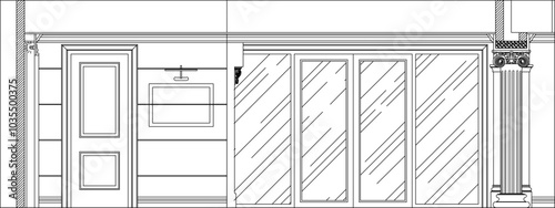 Vector sketch illustration of the silhouette of a room interior design with a classic vintage ethnic concept 