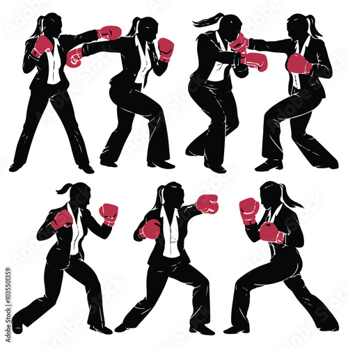 Business couple with boxing gloves