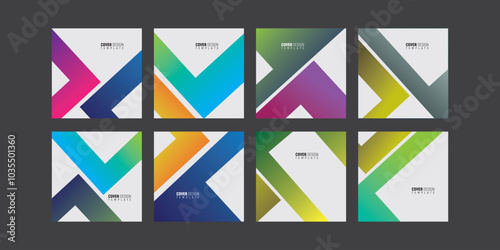 Social media cover page design of eight different colors and different angles