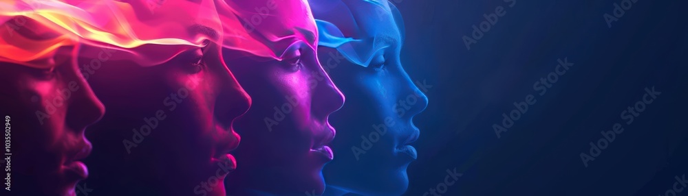 A Close-up Shot of a Abstract group of people with modern, colorful gradients A Close-up Shot of a Abstract group of people with modern, colorful gradients