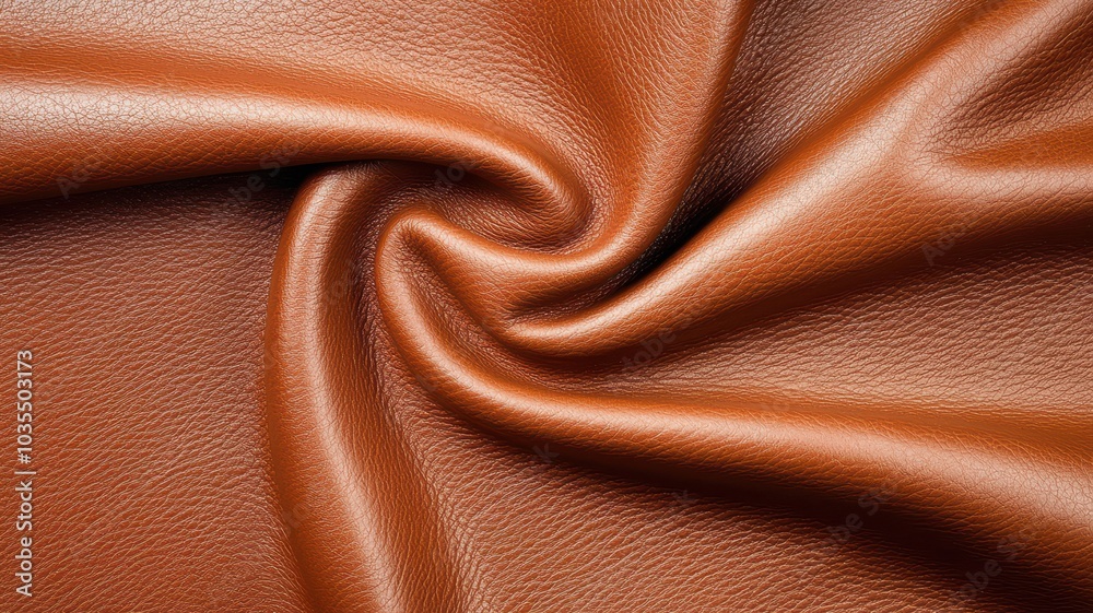 Brown leather texture with a smooth swirl pattern on a white isolate background. Brown leather texture with a smooth swirl pattern on a white isolate background.