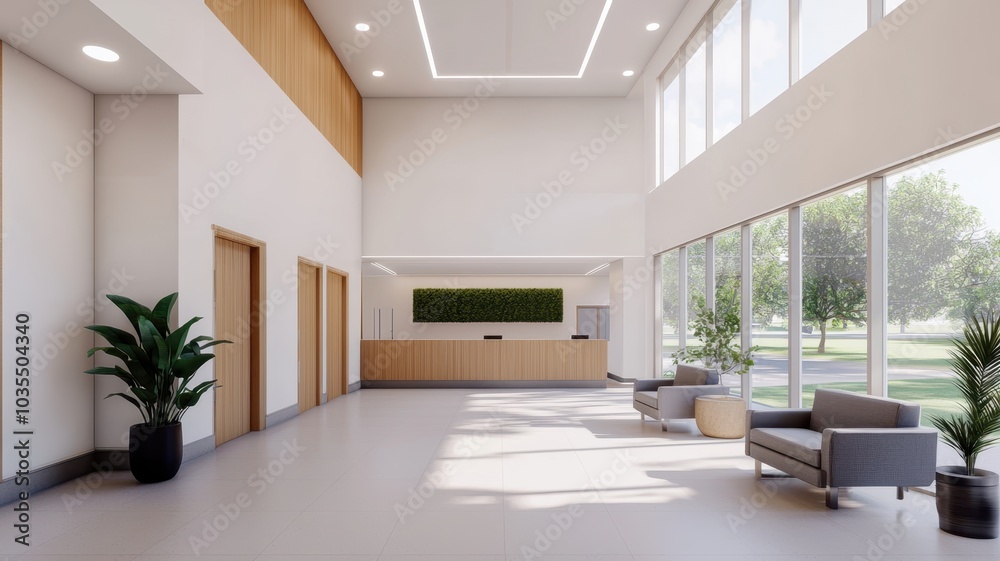 Bright and Welcoming Clinic Waiting Area with Comfortable Seating and Health Resources