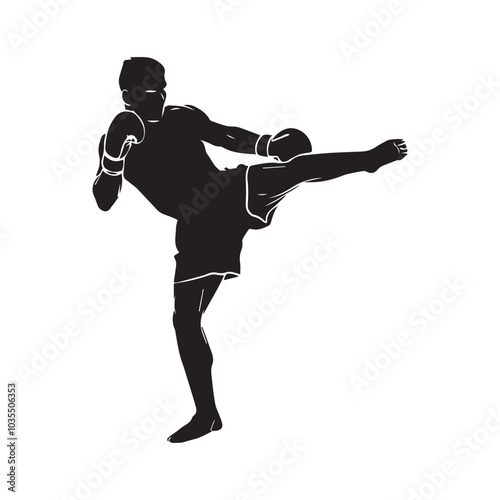 Kickbox fighter silhouette vector illustration
