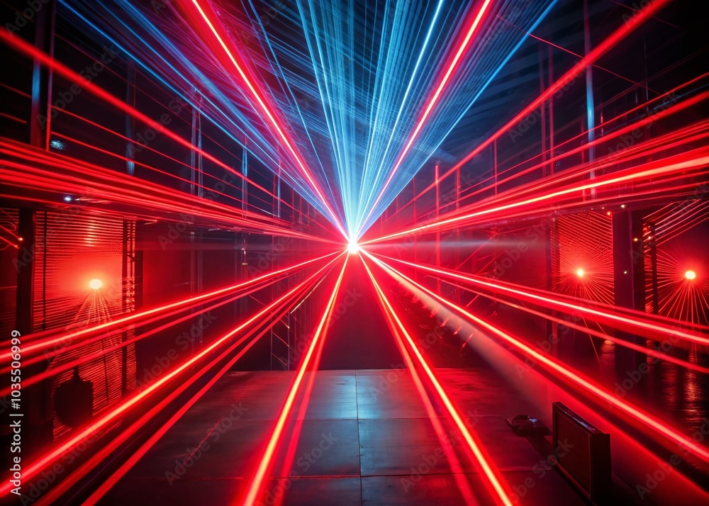 Radiant Red Laser Beams Converging Towards a Bright Light Source in an Energetic Atmosphere Radiant Red Laser Beams Converging Towards a Bright Light Source in an Energetic Atmosphere