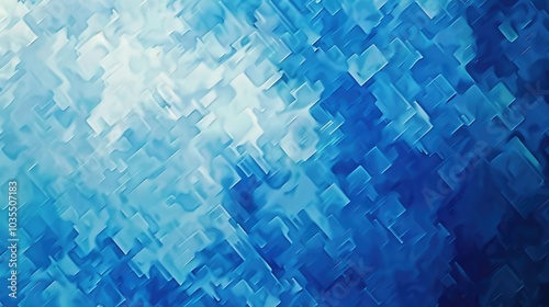 Abstract blue squares pattern with glowing digital effects. Futuristic background for technology design. Background image of glowing cube floating in blue background. Technology innovation. AIG51.