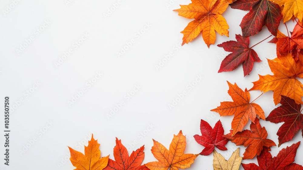 Vibrant autumn leaves on a white isolated background. Vibrant autumn leaves on a white isolated background.