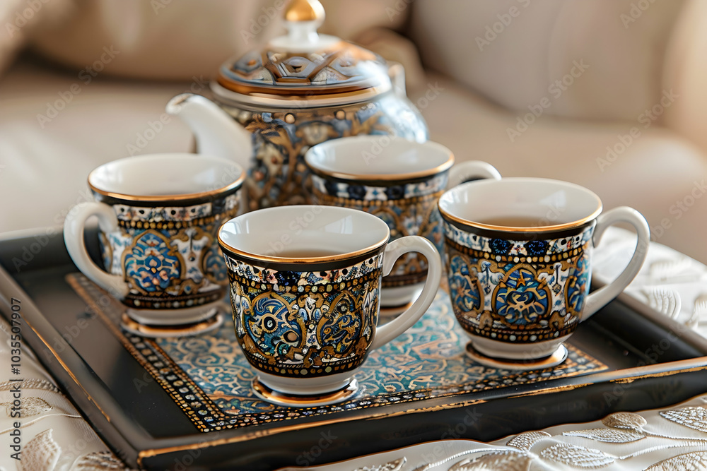 Fototapeta premium designed crafted tea set featuring intricate art that enhances gatherings, special celebrations