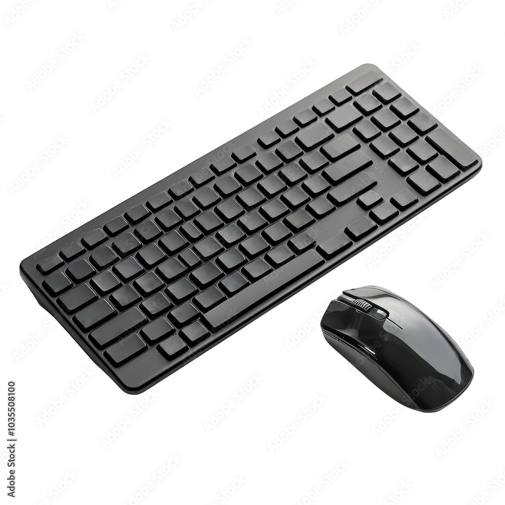 Black computer keyboard and mouse on a white isolated background. Black computer keyboard and mouse on a white isolated background.
