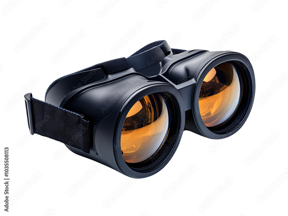 Black goggles with amber lenses on a white isolated background. Black goggles with amber lenses on a white isolated background.