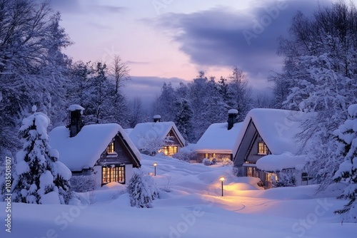 Snowy Cottages in a Winter Wonderland