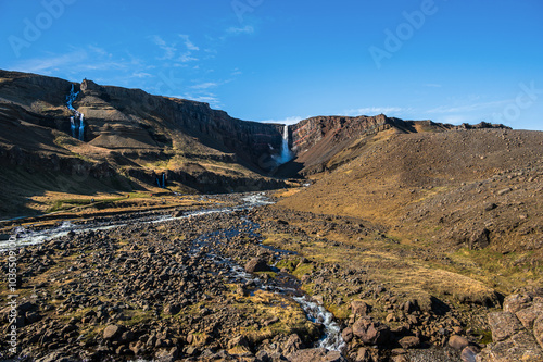 nature sceneries along the trail to get to the Hengifoss waterfall, Iceland photo