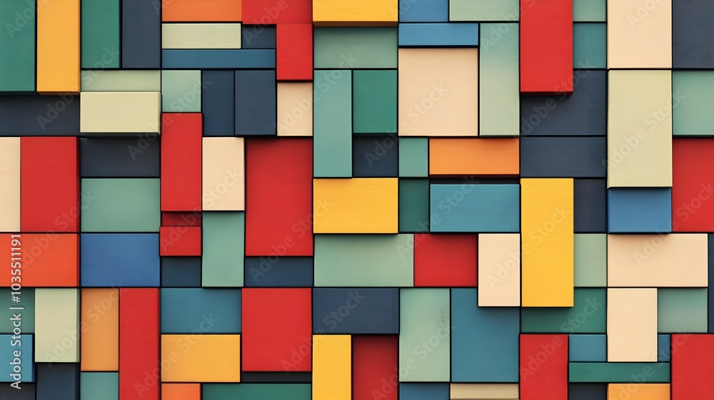 Abstract Geometric Pattern with Colorful Wooden Blocks Abstract Geometric Pattern with Colorful Wooden Blocks