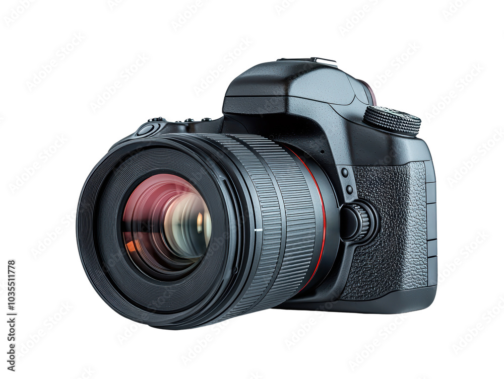 Professional DSLR camera with a zoom lens, isolated on a white background. Professional DSLR camera with a zoom lens, isolated on a white background.