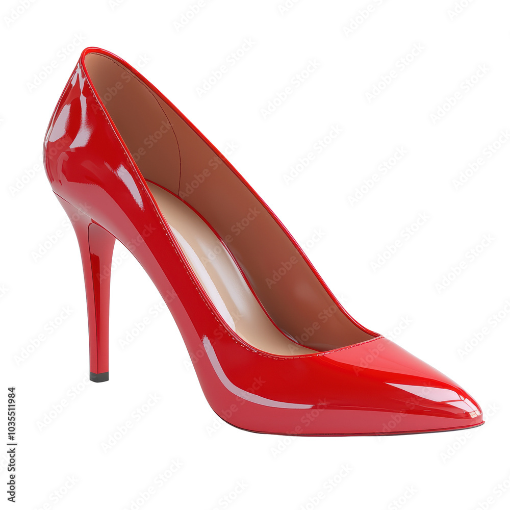 Red high heel shoe, stylish and elegant, on white isolate background. Red high heel shoe, stylish and elegant, on white isolate background.