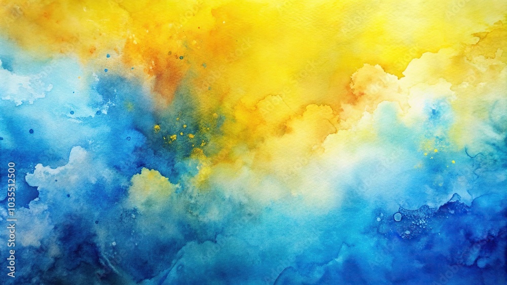 Obraz premium Abstract watercolor background with yellow and blue colors