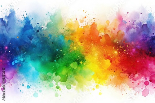 abstract watercolor background with rainbow paint splashes