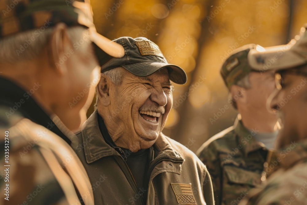 Fototapeta premium A group of veterans sharing a laugh and camaraderie