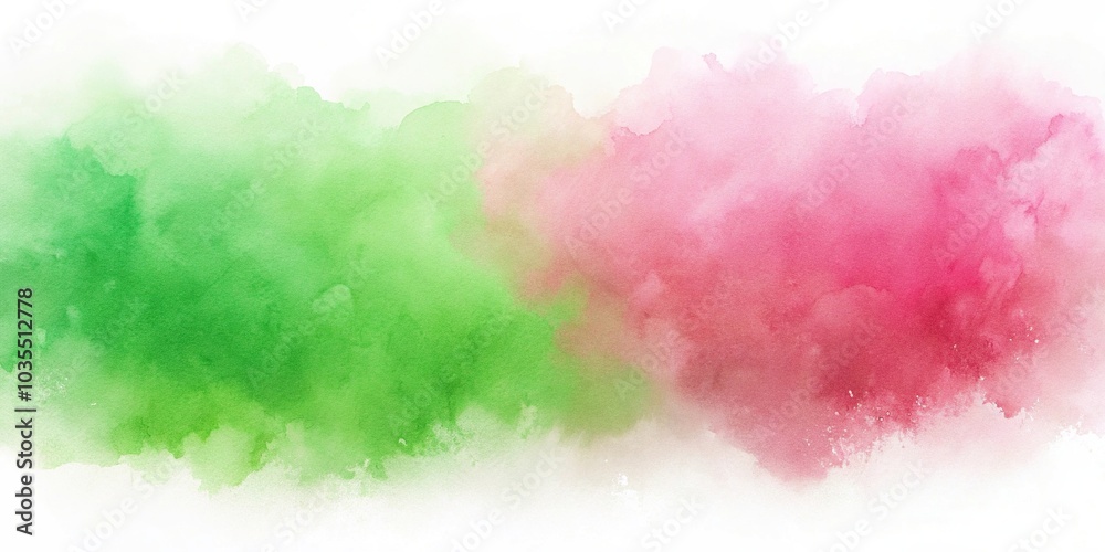 Obraz premium abstract watercolor background gradient green pink rose asymmetrical