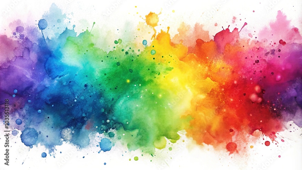 abstract rainbow watercolor background with splatter aerial view abstract rainbow watercolor background with splatter aerial view