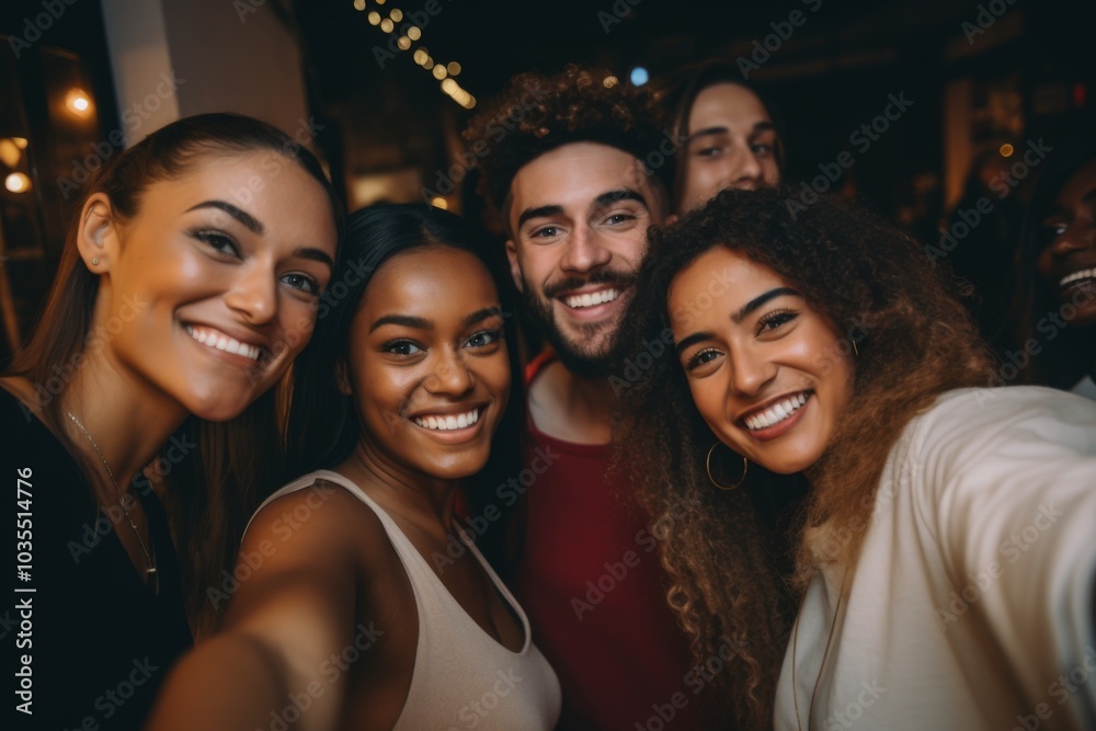 Close up of diverse friends taking selfie while having party Close up of diverse friends taking selfie while having party