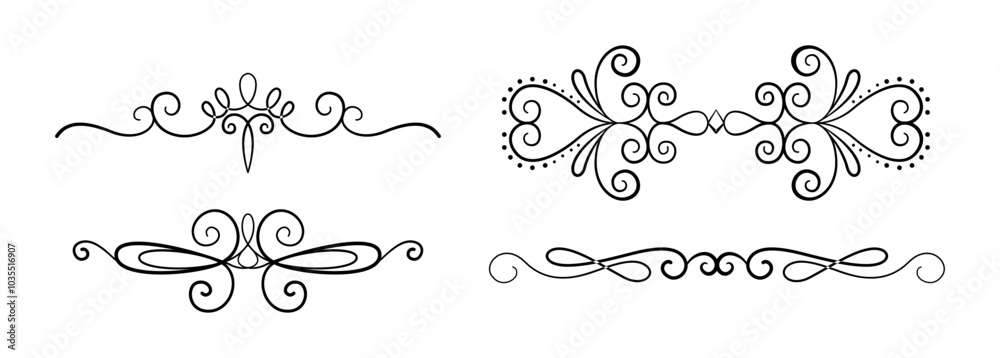 Set of calligraphic ornaments Set of calligraphic ornaments