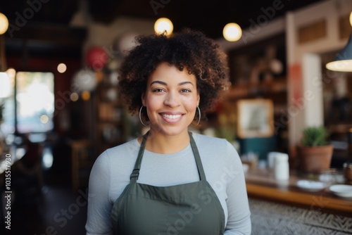 Fototapeta Naklejka Na Ścianę i Meble -  Portrait of a female small business owner in front of her store
