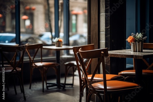 Empty interior of a cafe in the city