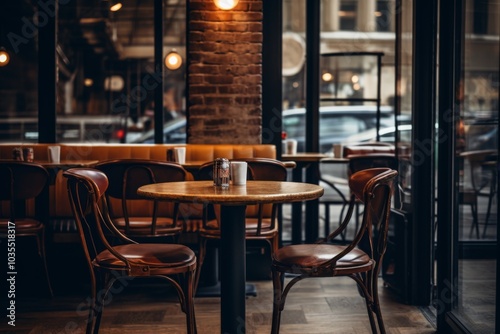 Empty interior of a cafe in the city