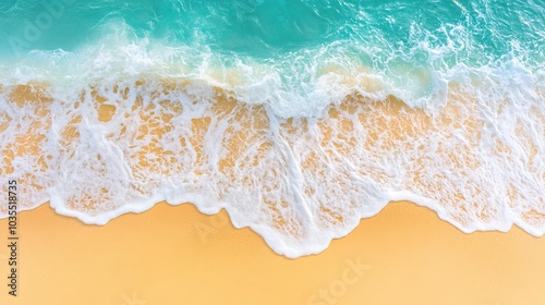 Aerial View of Foamy Waves on a Sandy Beach