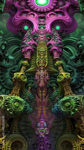 140 Psychedelic alien artifact fractal kaleidoscope symmetrical patterns 3D