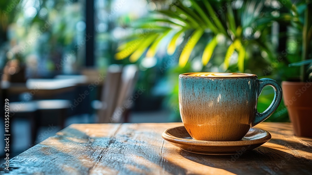 Brown Coffee Cup on Table at Cafe Brown Coffee Cup on Table at Cafe