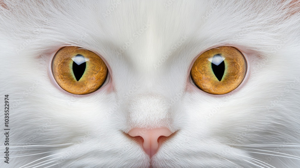 Close-Up Portrait of a White Cat with Striking Eyes Close-Up Portrait of a White Cat with Striking Eyes