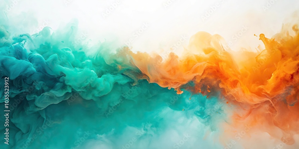Fototapeta premium Abstract vertical teal orange watercolor background