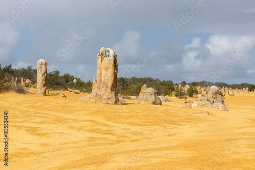 The Pinnacles at Nambung National Park in Western Australia. Stunning desert landscape.