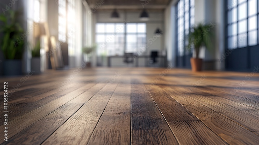 Wooden Floor with Blurred Office Background Wooden Floor with Blurred Office Background