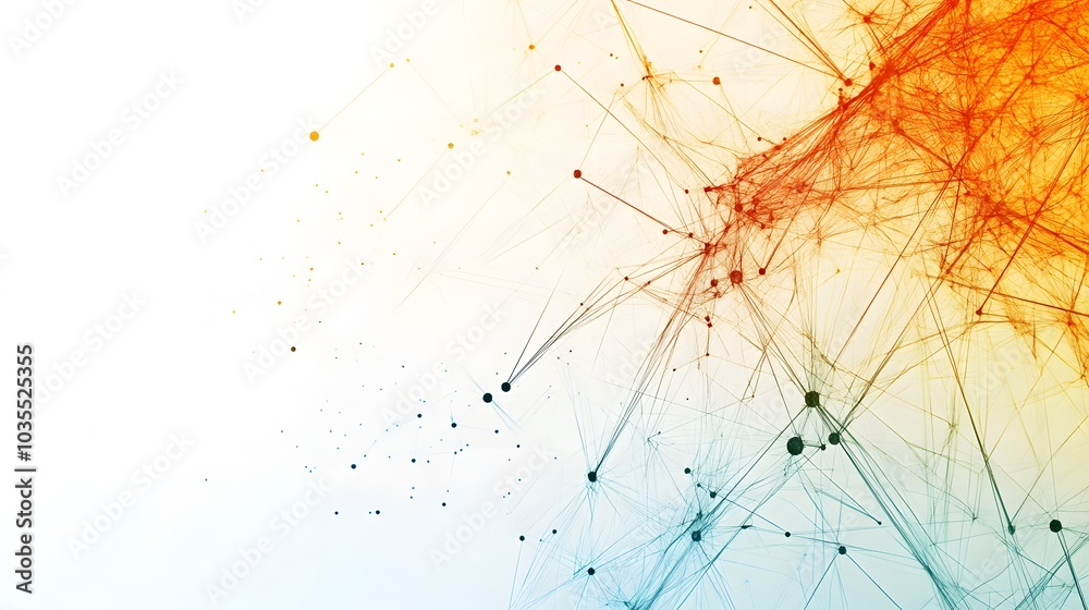 Naklejka premium Abstract Network of Interconnected Lines and Dots