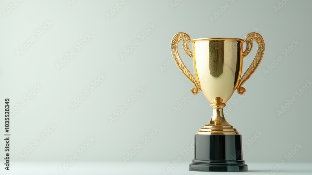 Golden trophy on a black base, symbolizing achievement and success. Golden trophy on a black base, symbolizing achievement and success.