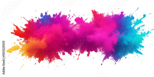 Bright colorful watercolor splash splatter stain brush strokes on white background. Modern vibrant aquarelle spot. Aquarelle explosion on white. Element. Vector watercolor illustration isolated design