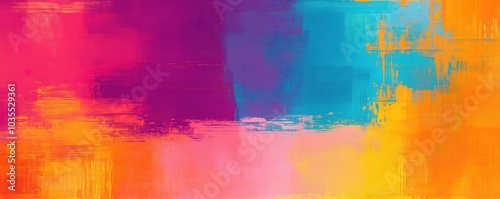 Abstract colorful brushstrokes with vibrant pink, orange, and blue on canvas