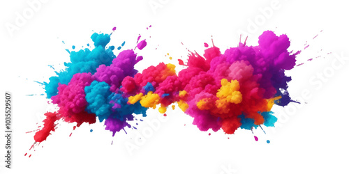 Bright colorful watercolor splash splatter stain brush strokes on white background. Modern vibrant aquarelle spot. Aquarelle explosion on white. Element. Vector watercolor illustration isolated design