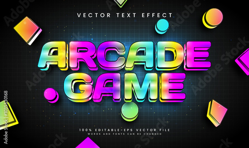 Colorful arcade game editable vector text effect. Suitable for gaming theme.