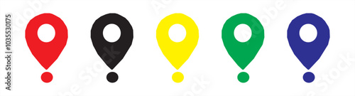 Location icon set, Map pin place marker. location pointer icon symbol in flat style. Red Location pin icon, Navigation sign