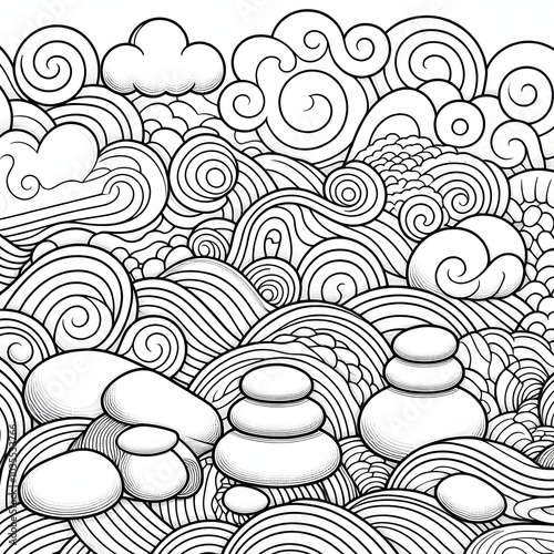 Waves Ondas diseños anti estress para colorear photo