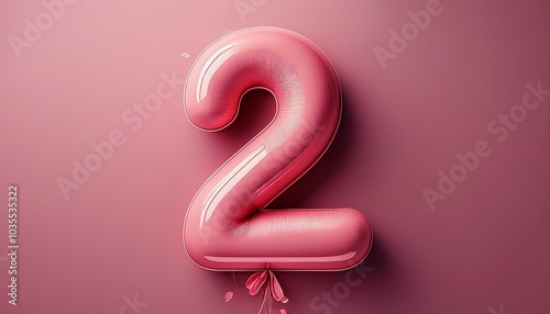 2 number made of pink balloon, copy space 