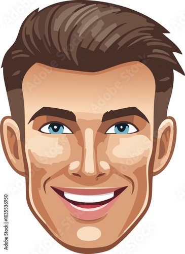 Vector young male portrait, happy and charismatic illustration.