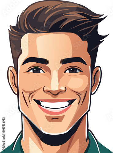 Vector young male portrait, happy and charismatic illustration.