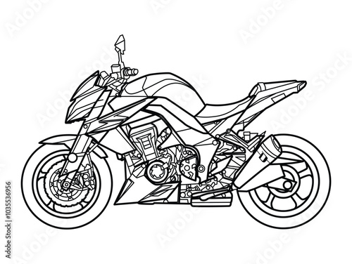Sports motorbike line art illustration isolated on background