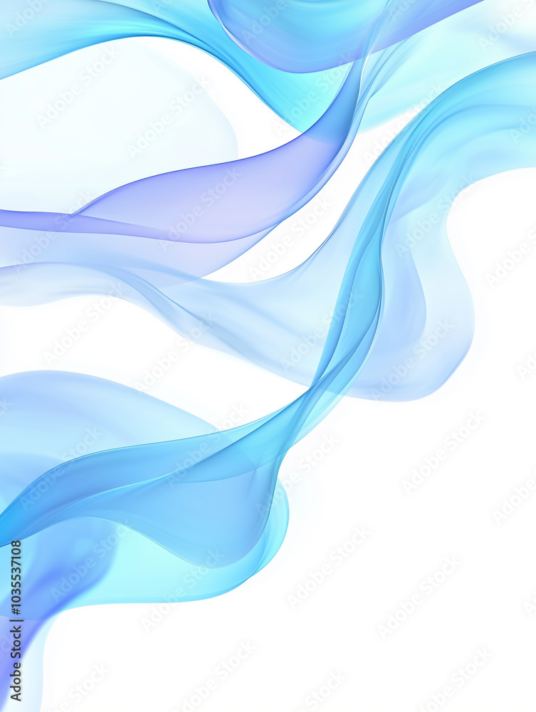 Fototapeta premium Abstract blue smokey waves on white background